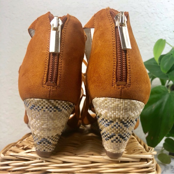 Bandolino Tan Suede Lace Up Wedge Sandal - Picture 11 of 16